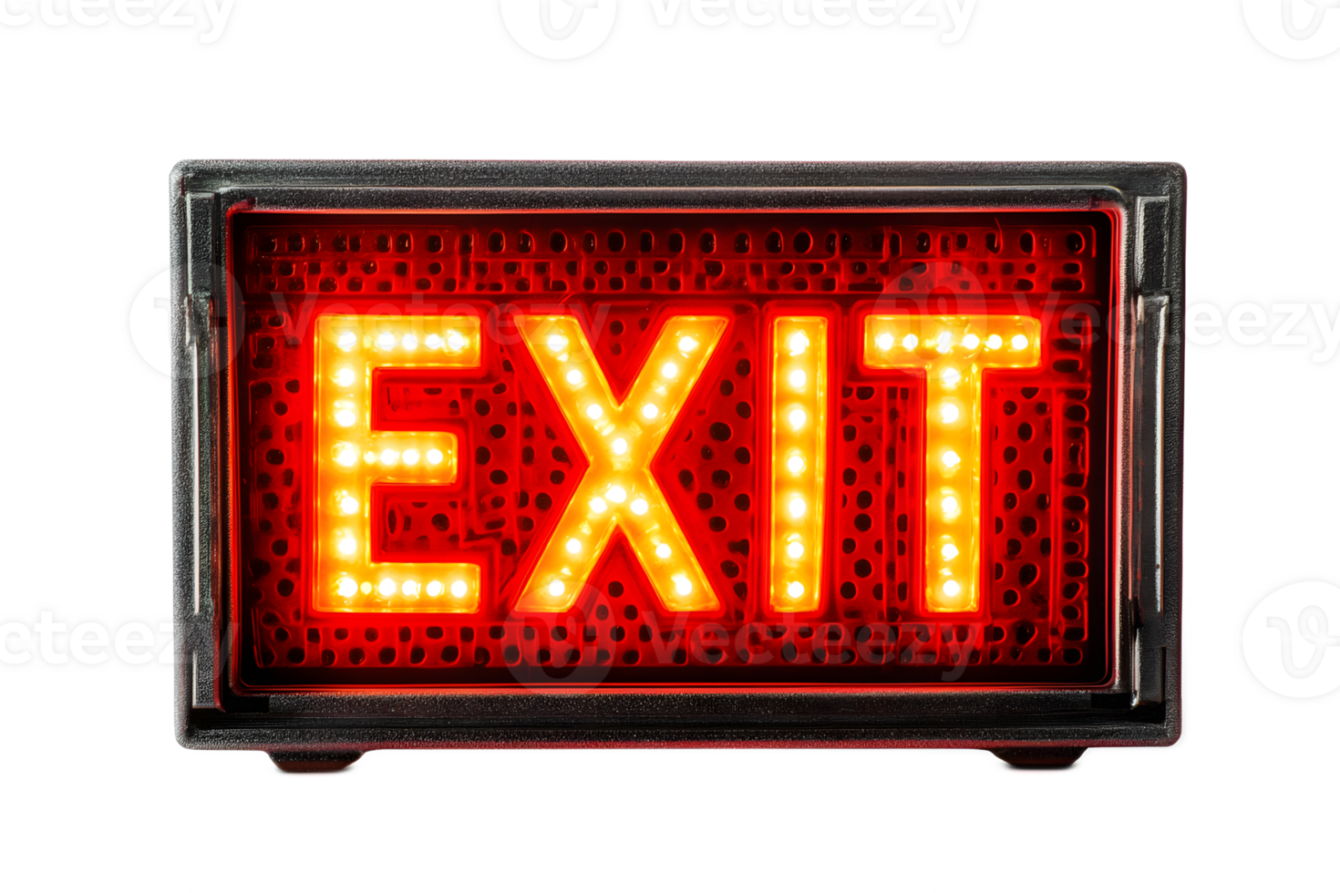 Illuminated Red LED Exit Sign Guiding Emergency Exit Direction in Building png