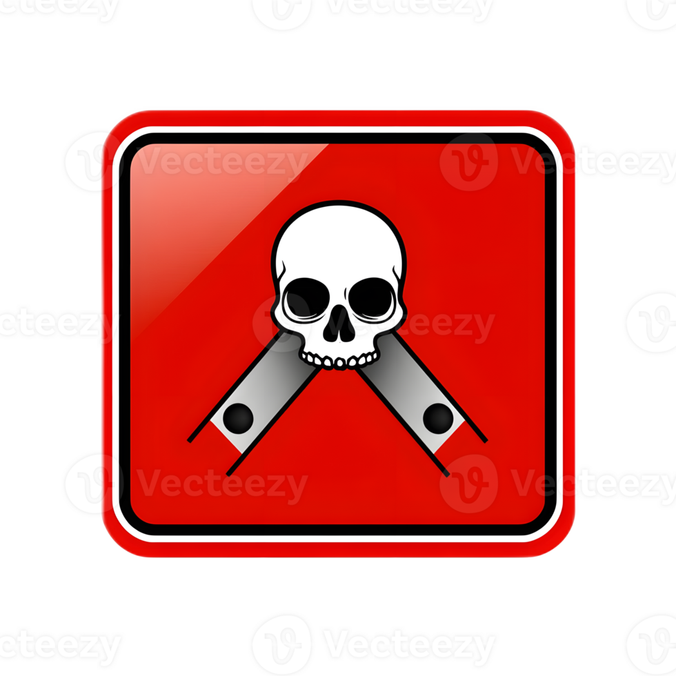 Warning Sign with Toxic Hazard Symbol on Red Background png