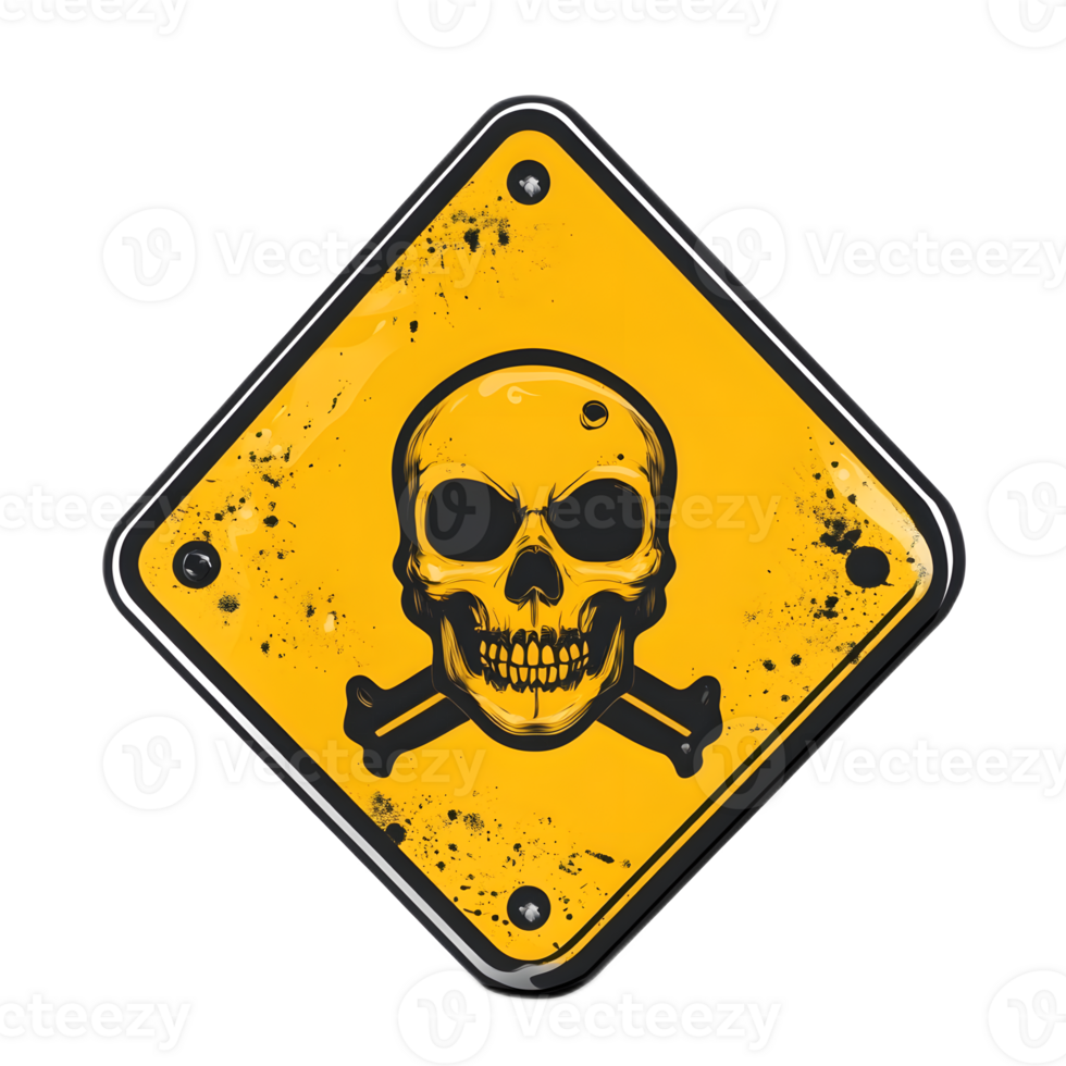 Warning Sign with Toxic Skull and Crossbones Icon png