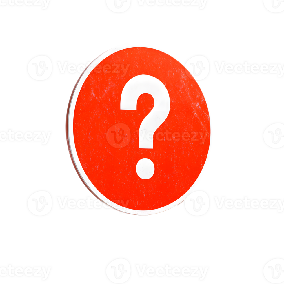 A Vibrant Red Warning Sign With a Prominent Question Mark png