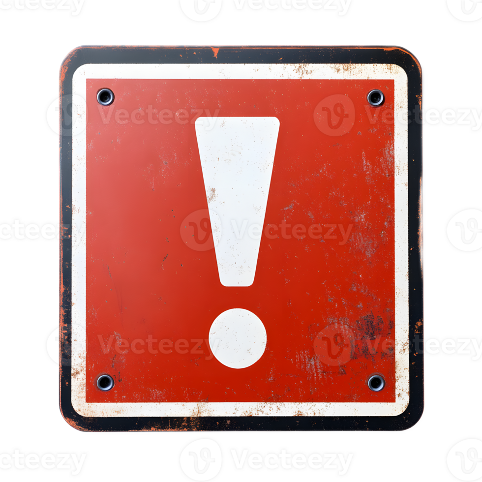Striking Red Warning Sign with Exclamation Point Symbolizing Urgent Attention png