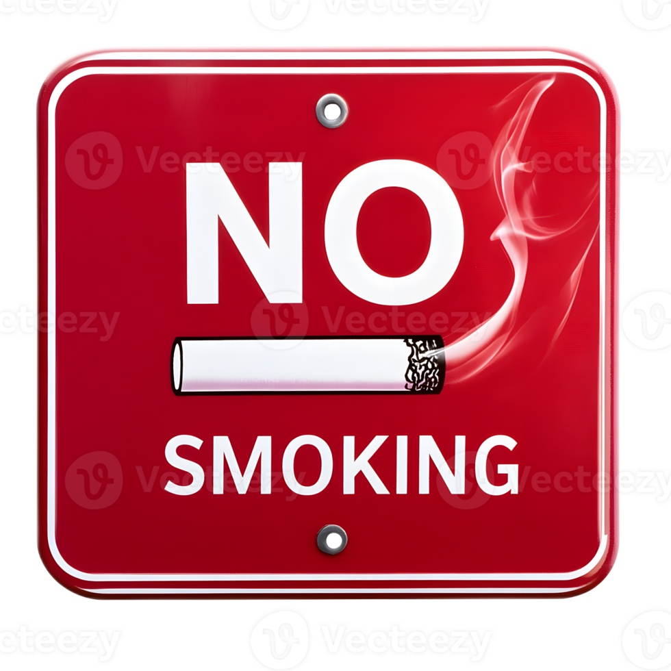 A Red NO SMOKING Warning Sign Indicating Prohibited Area and Potential Hazards png
