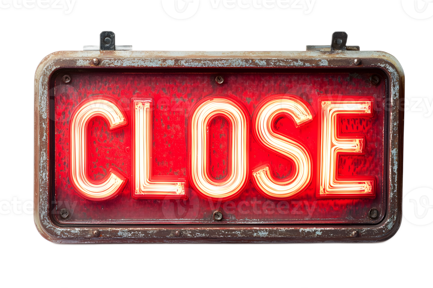 Bright Red LED Close Sign Illuminated in Urban Setting png