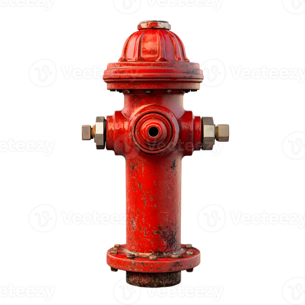 Vibrant Red Fire Hydrant with Threaded Pipe Connector for Emergency Water Supply and Firefighting in Urban Environment png