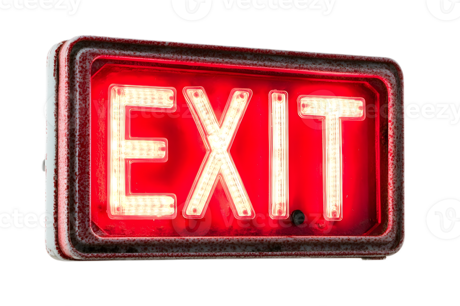 Illuminated Red LED Exit Sign Indicating Emergency Guidance png