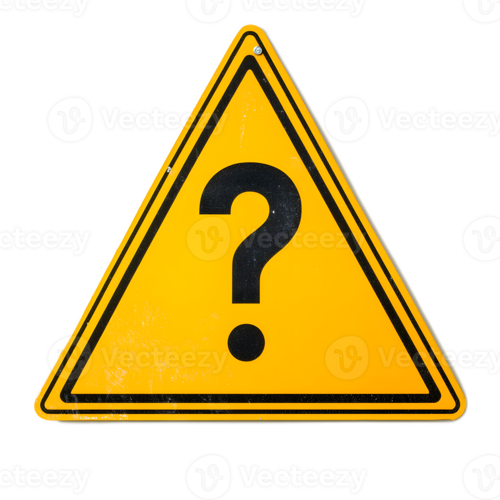 Warning Sign with Question Mark Indicating Uncertainty or Caution png
