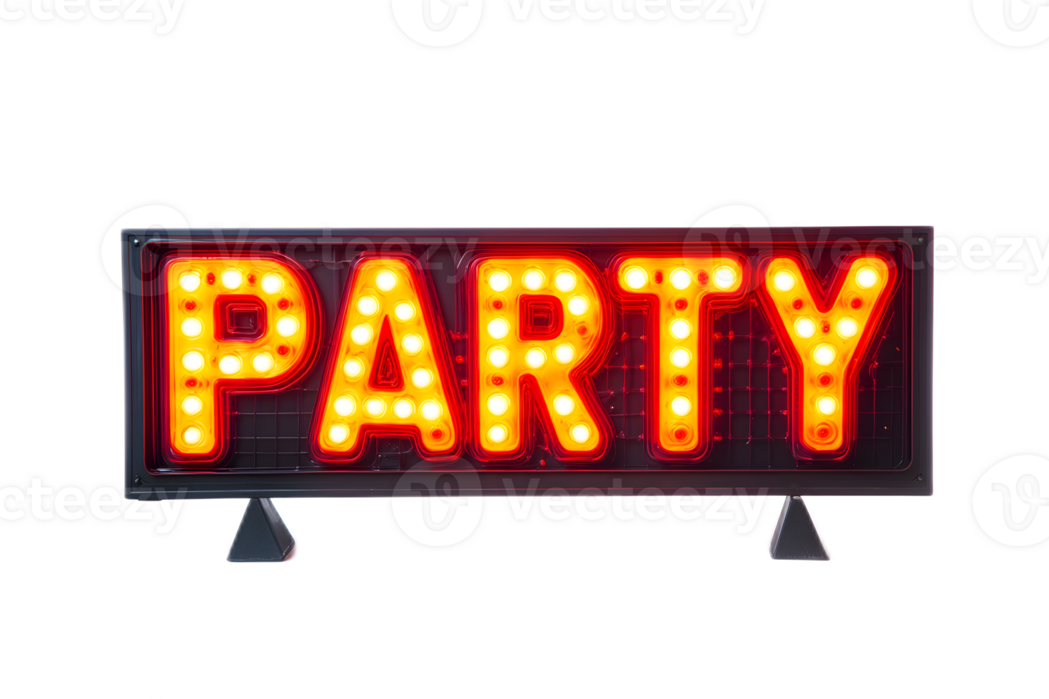 Vibrant Neon LED Party Sign with Glowing Lights for Event Announcement and Festive png