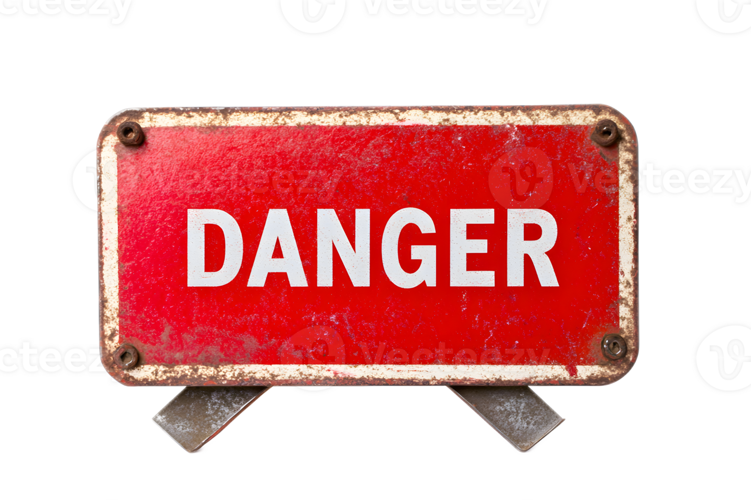 Vintage Distressed Red Danger Warning Sign Alerting for Workplace or Industrial Safety Hazards png