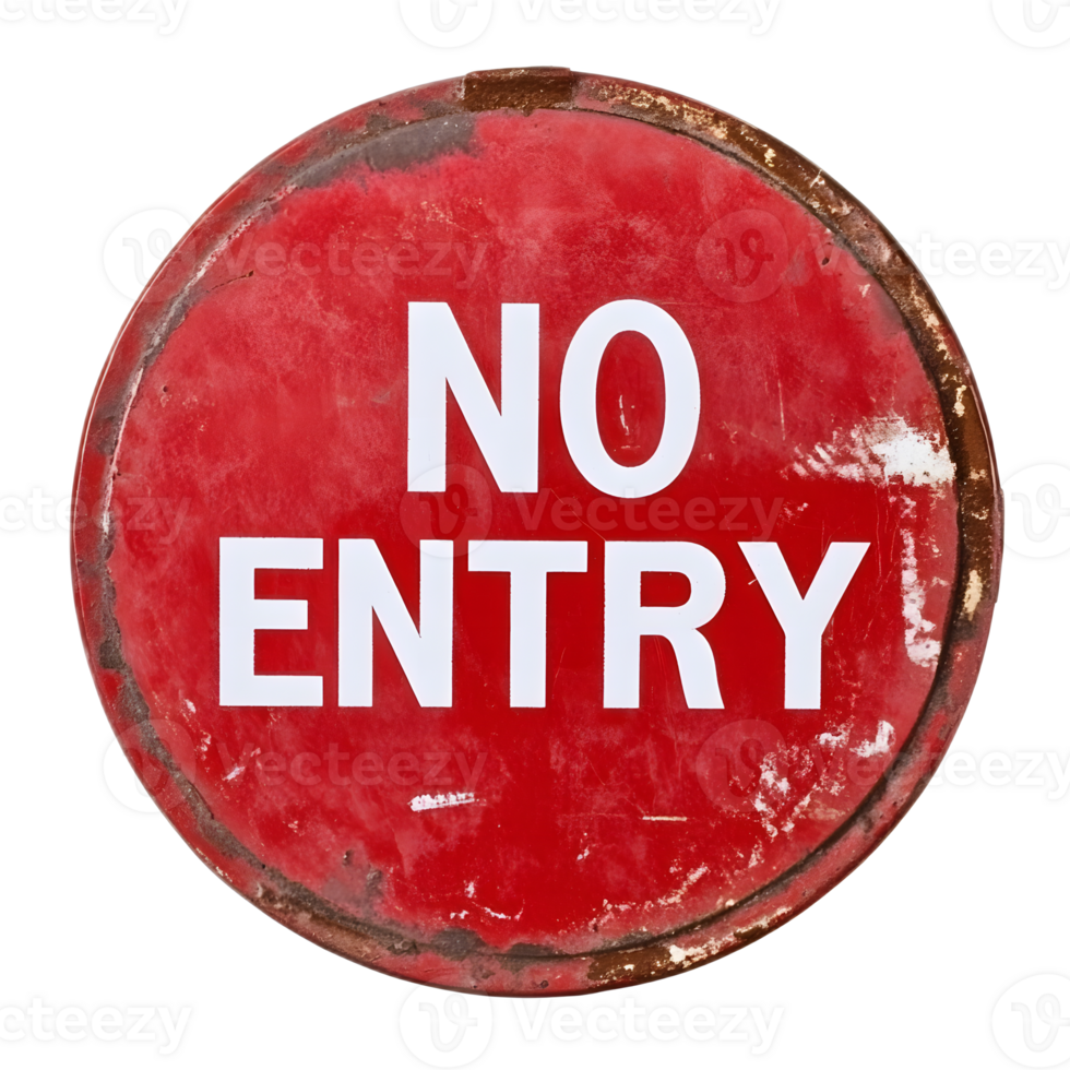 Red Round NO ENTRY Warning Sign Prohibiting Access and Traffic Control png