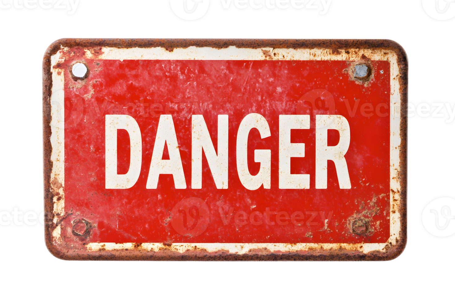Vintage Rusty Metal Danger Warning Sign Indicating Potential Hazards and Risks png