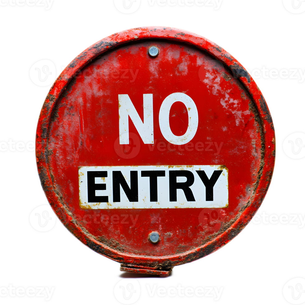 Red Warning No Entry Sign Blocking Restricted Access on Urban Street png