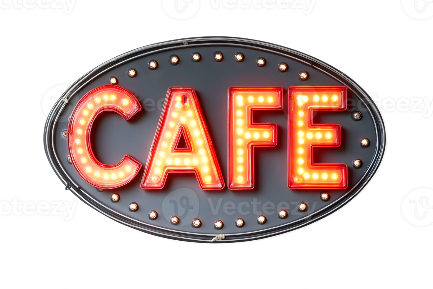 Vibrant Neon Cafe Sign Illuminating the Night with Classic Retro Style and Modern Appeal png