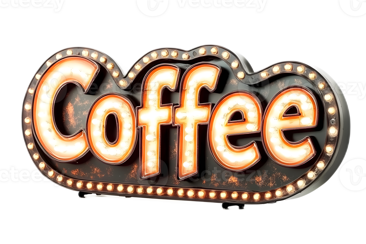 Vibrant LED Coffee Sign with Retro Illuminated Design png