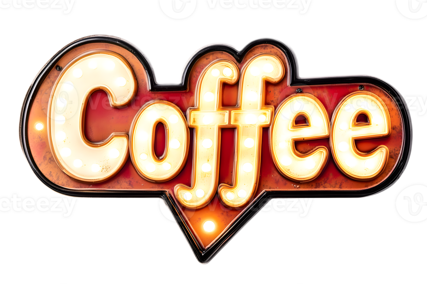 Vibrant Illuminated Coffee Sign with Neon Lights for Cafe or Bar Decor png