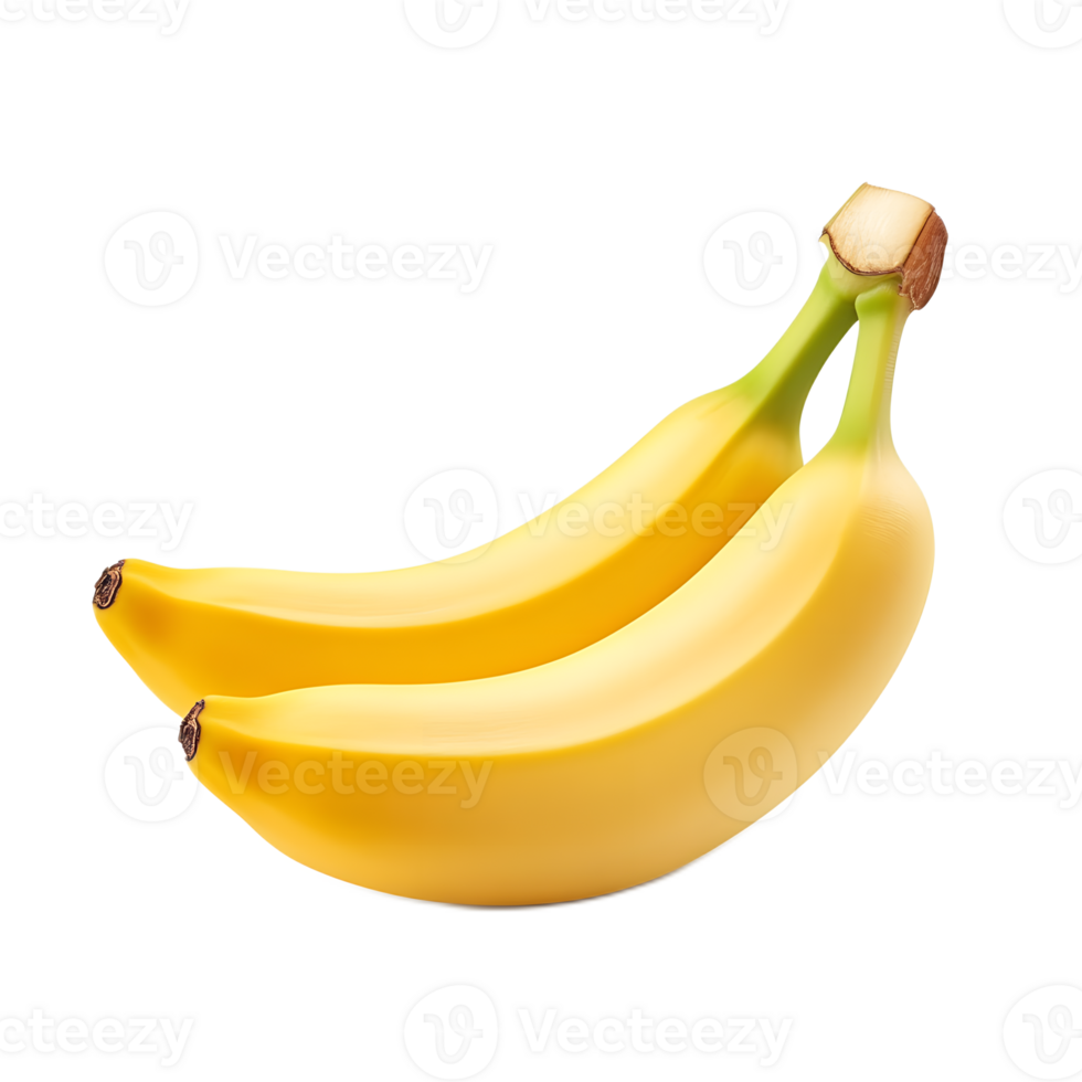 Ripe Yellow Bananas in Bunch on White Background png