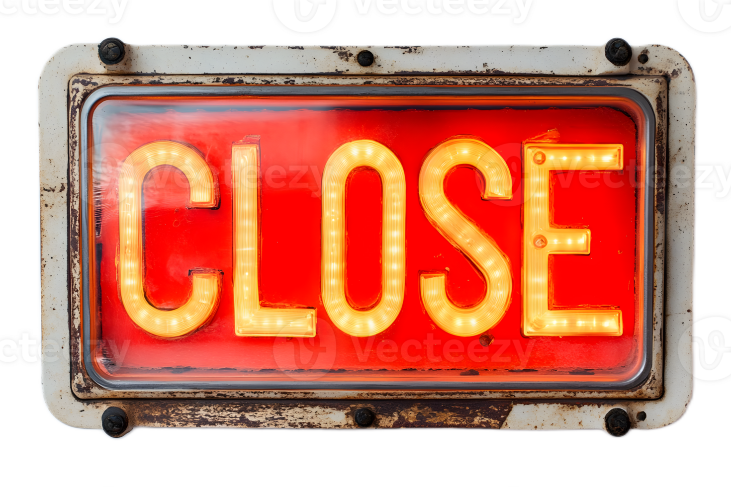 Vintage Illuminated Close LED Red Sign for Business Storefront or Cafe Display png