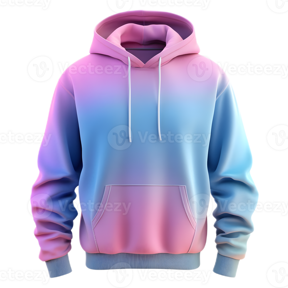 Vibrant Hoodie Gradient Design with Blank Background for Product Mockup or Digital Rendering png