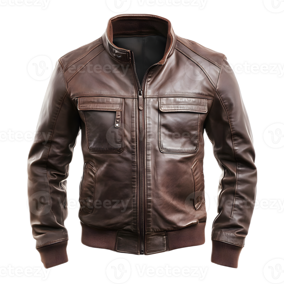 Stylish Brown Leather Jacket for Versatile Men s Urban Fashion png