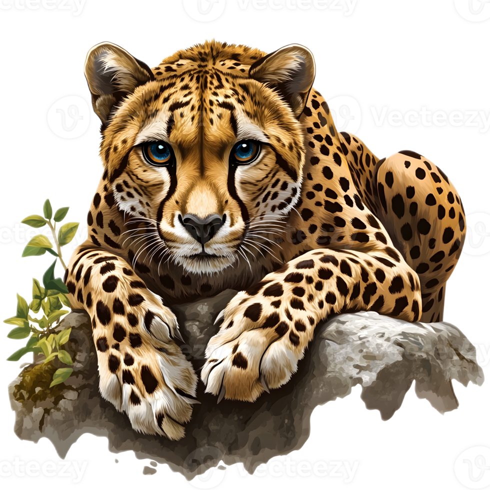 Powerful Cheetah Predator in Close Up Portrait with Intense Gaze png