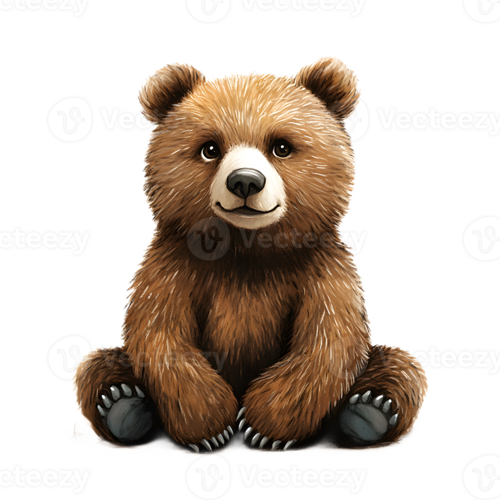 Adorable Brown Bear Sitting in the Woods png