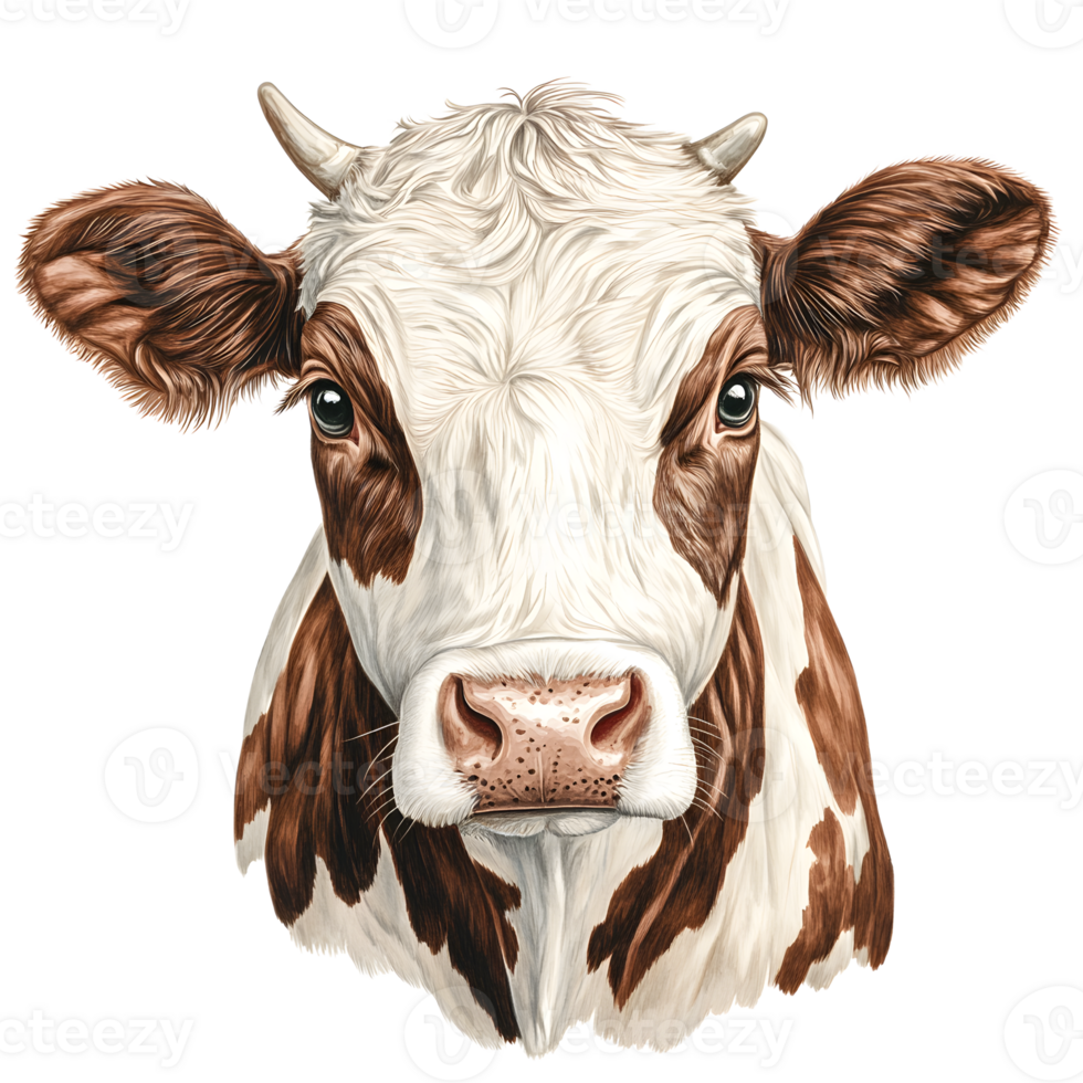 Close up Portrait of a Cow with Detailed Textures and Features png