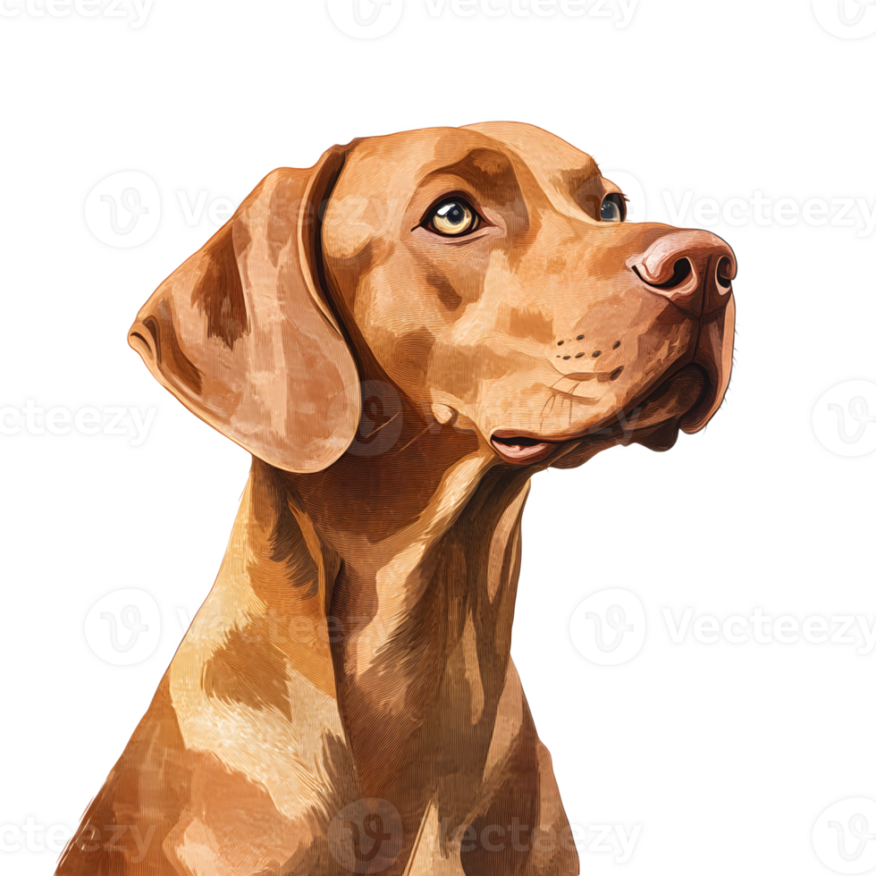Attentive Labrador Retriever Dog Portrait in Natural Setting with Warm Tones png