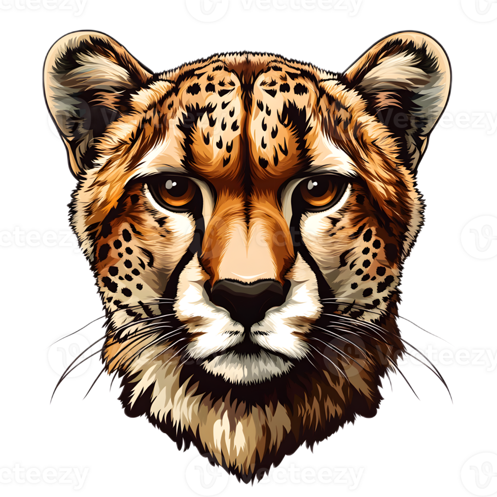 Captivating Close up Portrait of a Cheetah Showcasing Its Striking Facial Features and Intense Gaze png