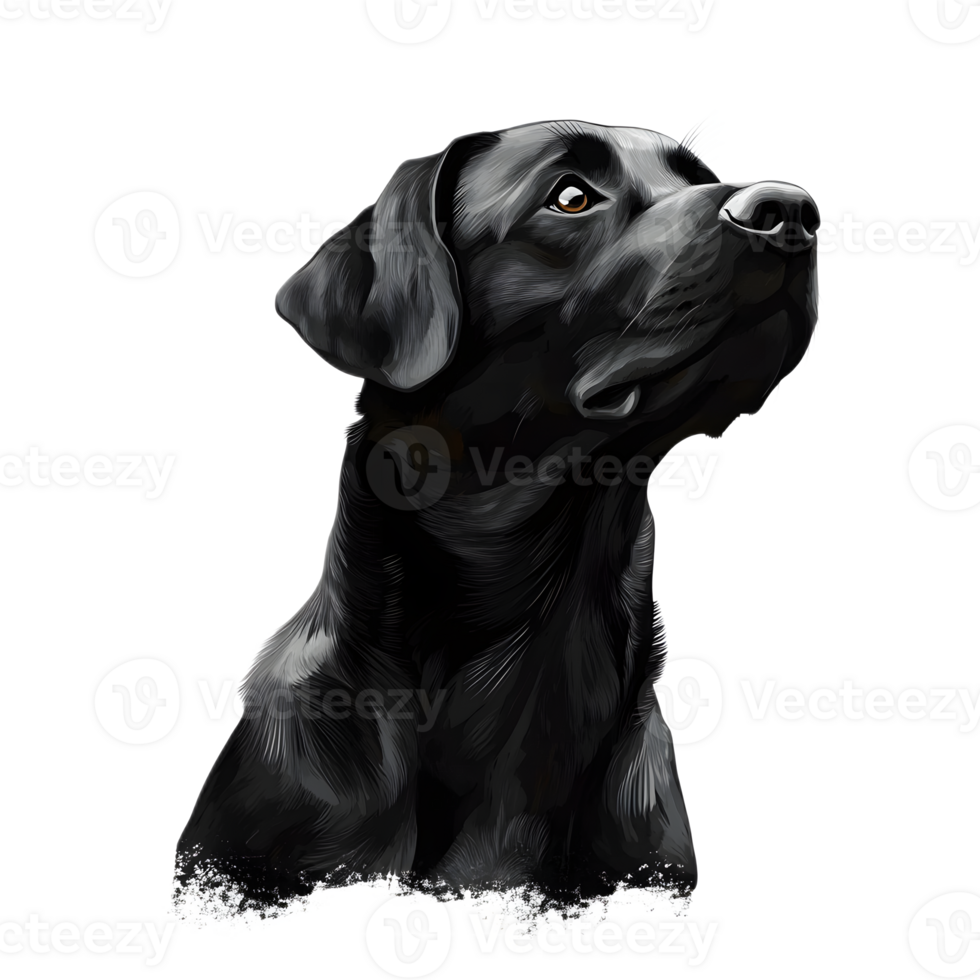 Intense Gaze of a Loyal Black Dog in Studio Setting png