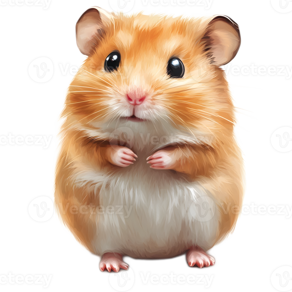 Closeup of a Cute and Fluffy Hamster Posing on a White Background png
