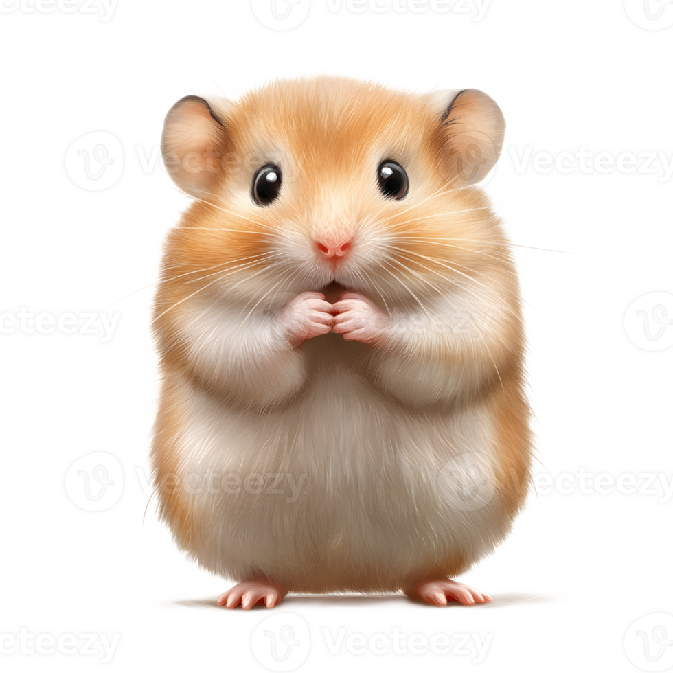 Cute Hamster Posing on White Background with Puffed Cheeks png