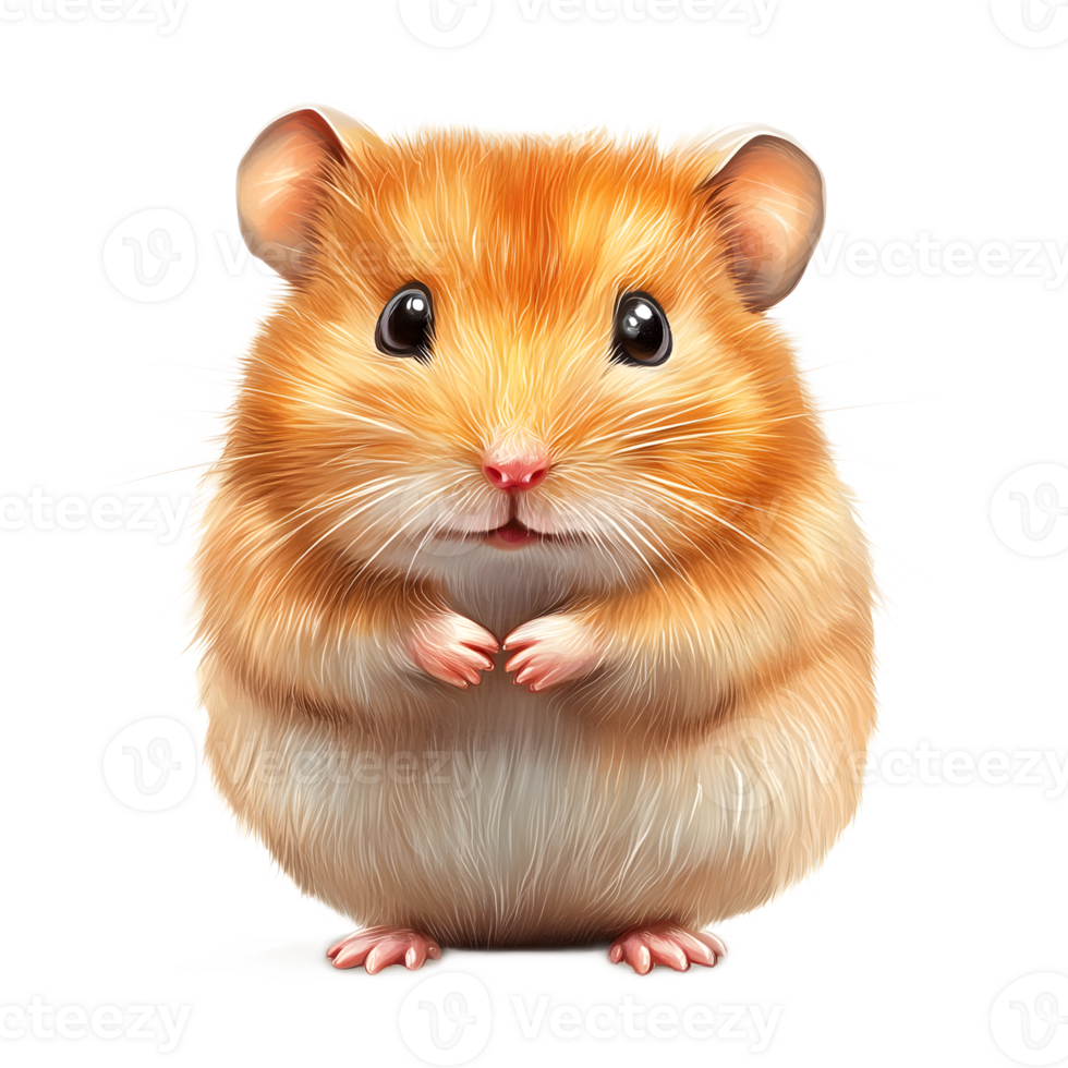Adorable Close up Portrait of a Cute and Furry Hamster Sitting on a White Background png