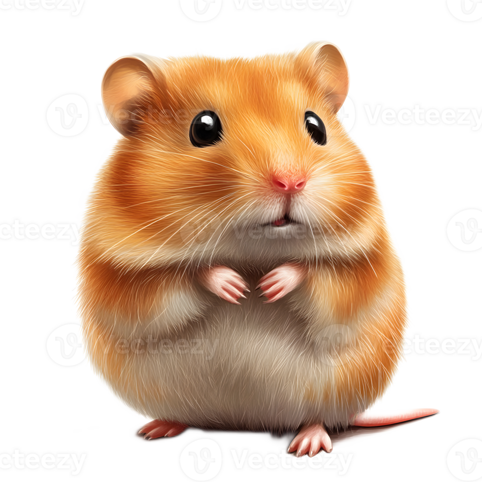 Adorable Hamster Gazing with Curious Expression on White Background png