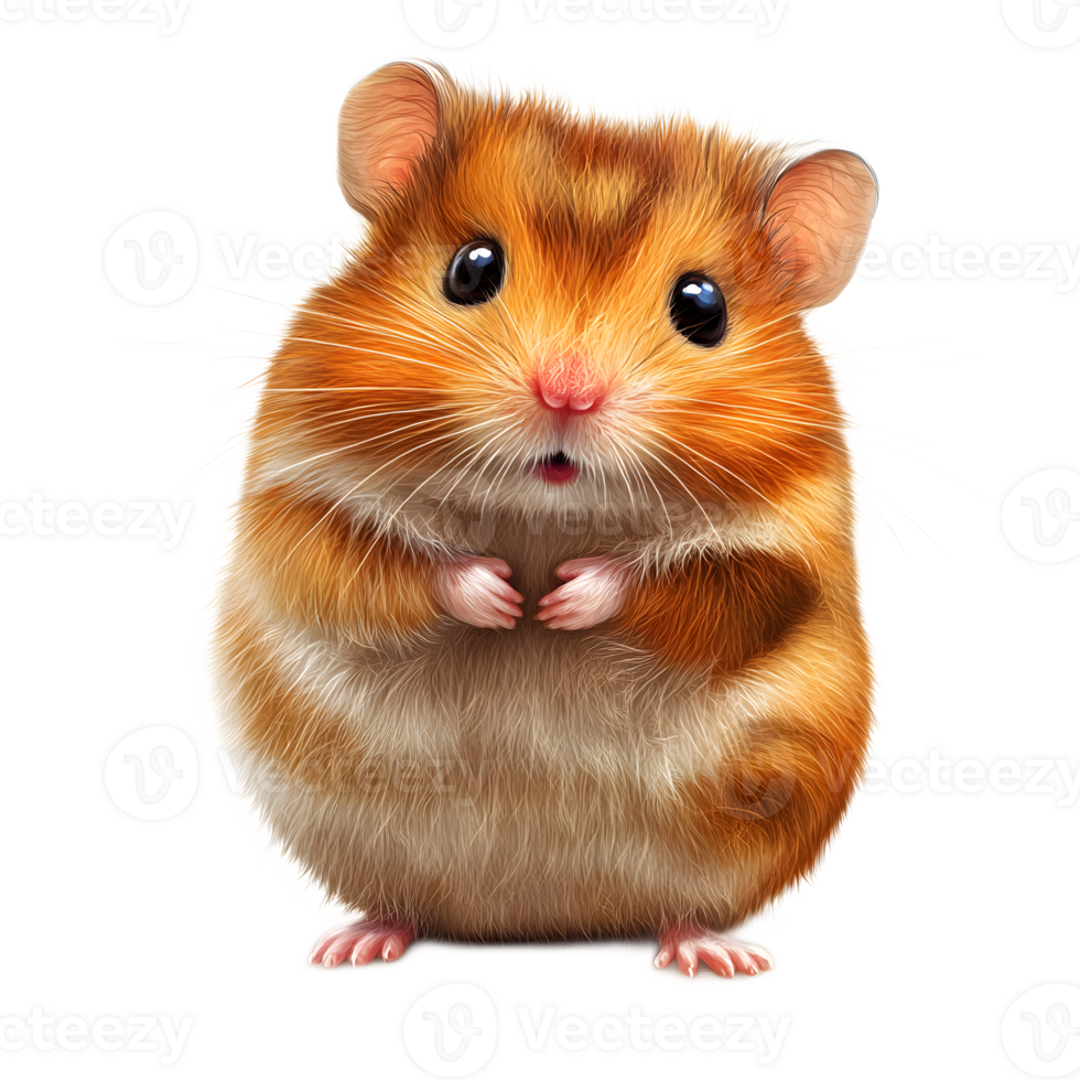 Cute and Fluffy Hamster with Bright Eyes and Whiskers Sitting Adorably in Closeup View png