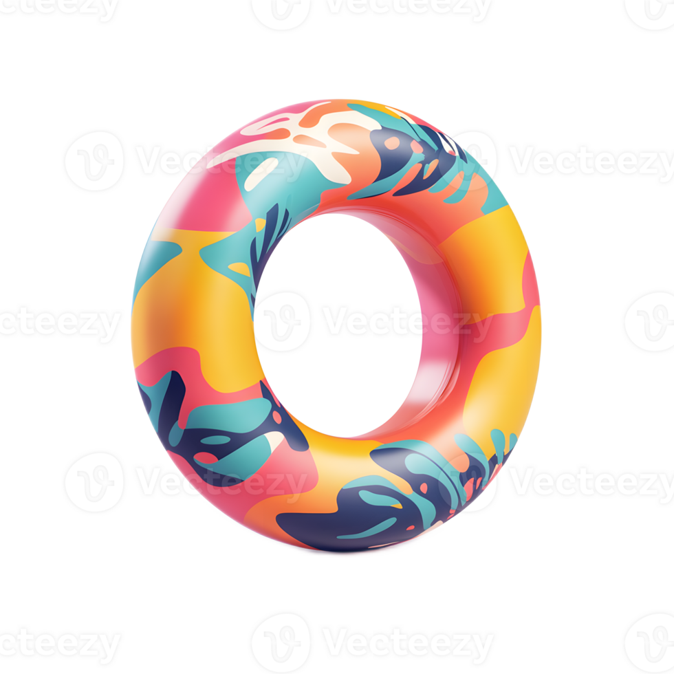 Vibrant Inflatable Floating Ring in Refreshing Summer Pool png