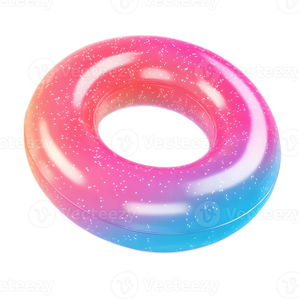 Colorful Inflatable Summer Floating Ring with Vibrant Gradient Pattern for Pool Beach and Party Decor png