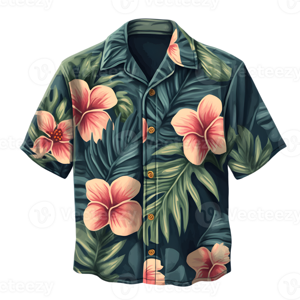 Vibrant Tropical Hawaiian Shirt with Floral Pattern for Summer Fashion png
