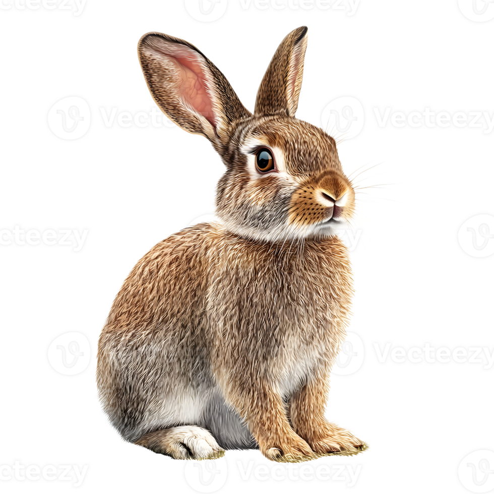 Closeup of a Tender and Adorable Brown Rabbit Sitting and Looking in the Grass png