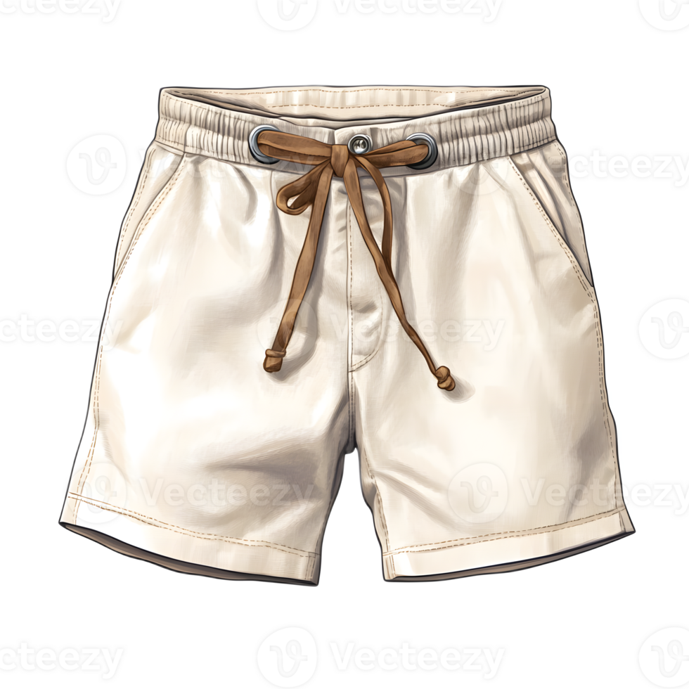 Casual Beige Shorts with Drawstring Waist and Relaxed Fit png