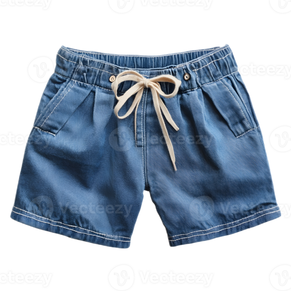 Stylish Denim Shorts with Drawstring Waist and Pockets for Casual Summer Attire png
