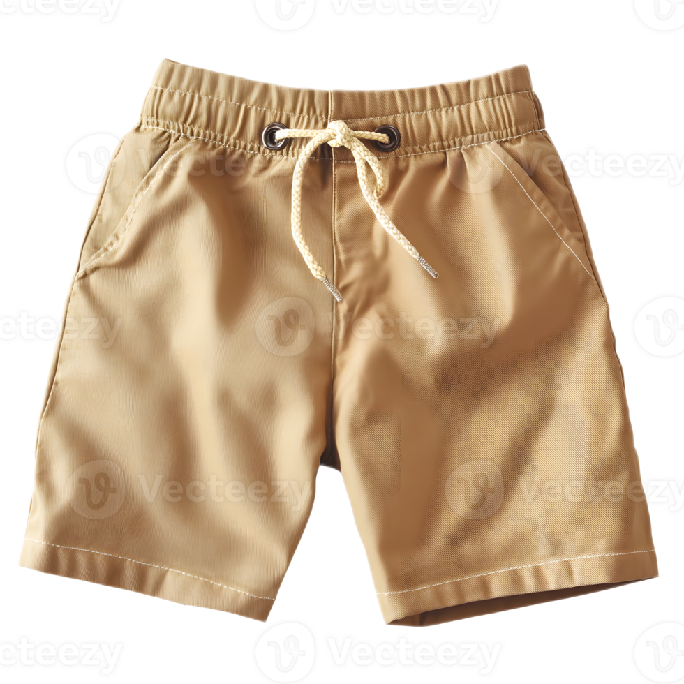 Relaxed Beige Drawstring Shorts with Pockets for Casual Summer Style png