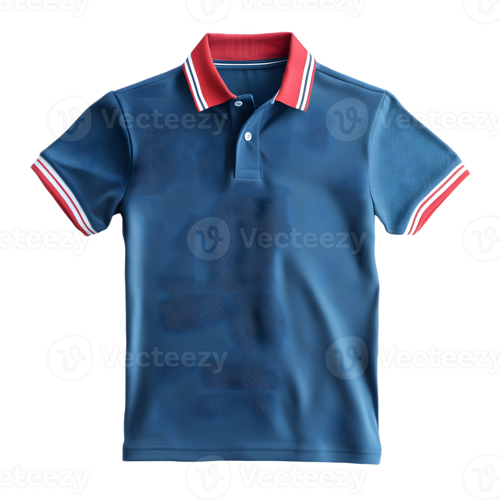 Stylish Blue and Red Polo Shirt with Distinct Color Blocking Design for Casual or Business Attire png