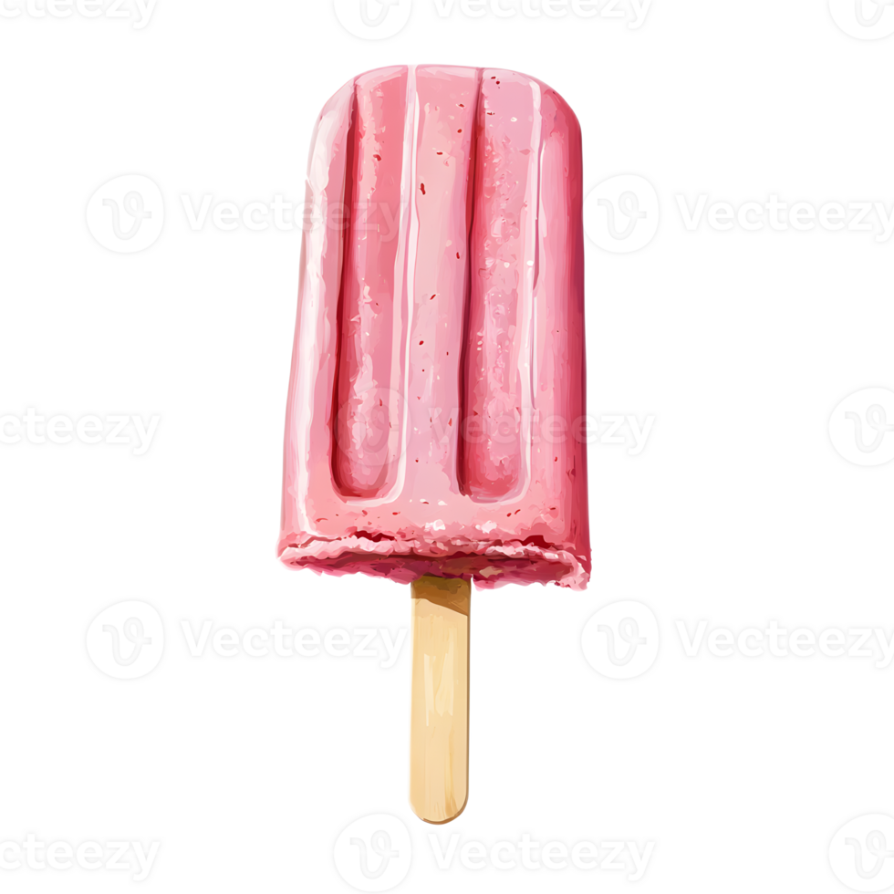 Delightful Strawberry Flavored Popsicle on a Wooden Stick a Refreshing Summer Treat png