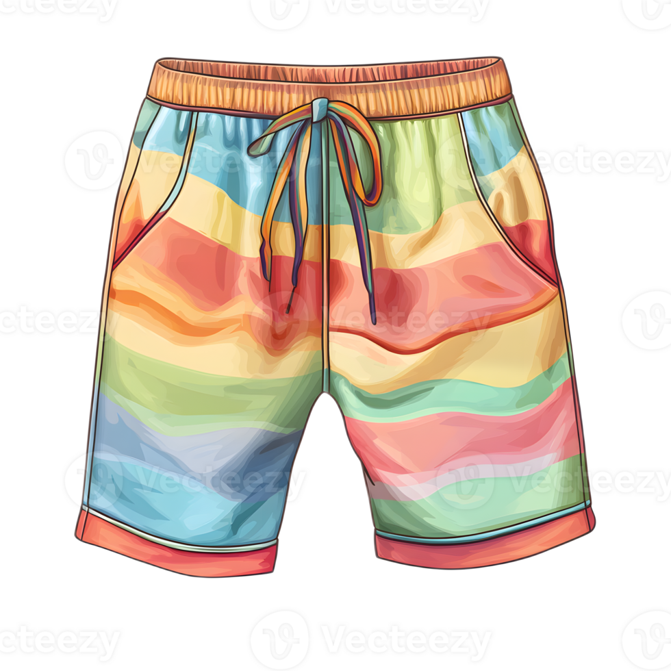Vibrant Digital of Stylish Summer Shorts with Colorful Abstract Pattern png