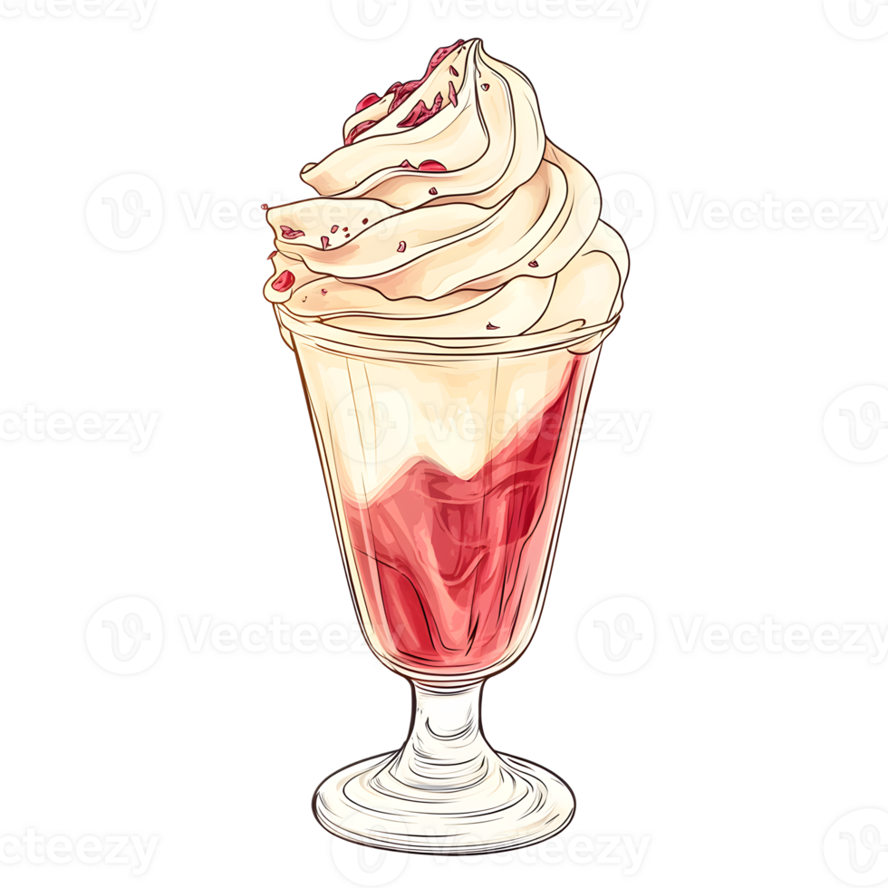 Delightful Summer Ice Cream Sundae in Glass with Cherry and Fruit Topping png