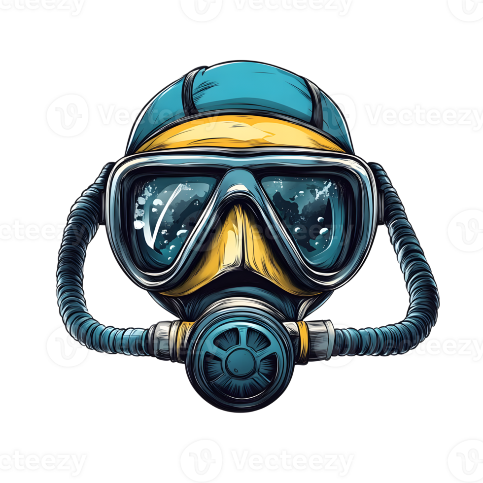 Vibrant Scuba Diving Mask with Breathing Apparatus for Underwater and Summer Aquatic Adventures png