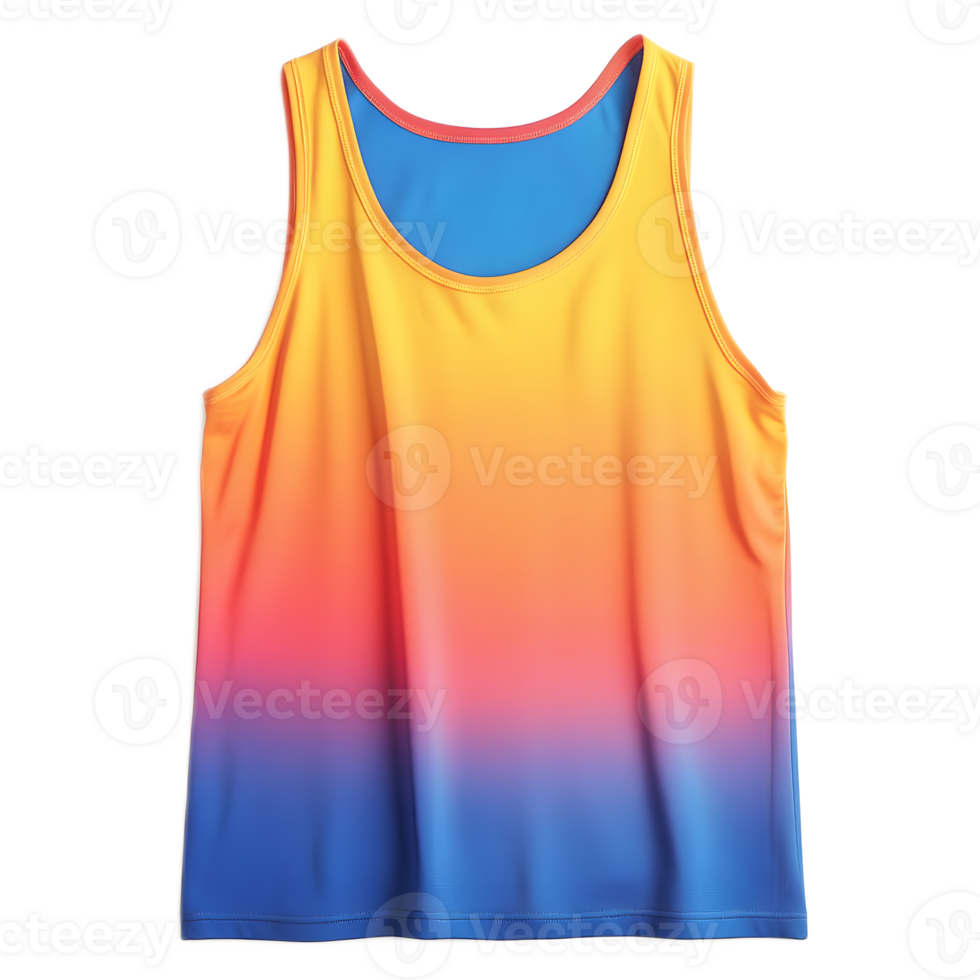 Vibrant and Gradient Colored Sleeveless Tank Top for Casual Athletic and Fashionable Looks png
