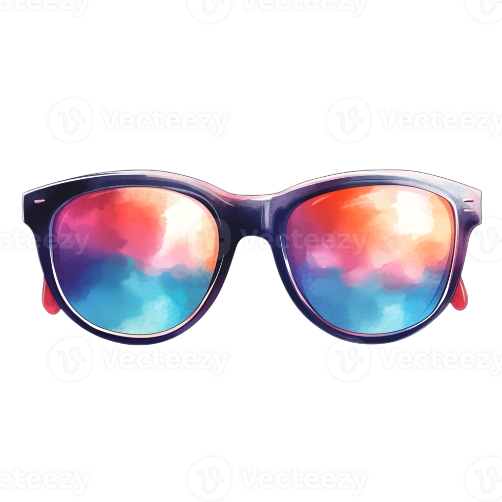 Vibrant Retro Sunglasses with Colorful Abstract Pattern and Gradient Tinted for Trendy Summer Fashion Accessory png