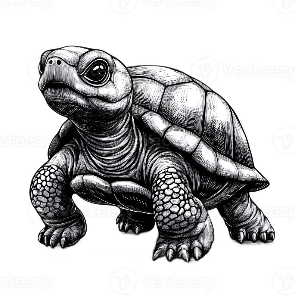 Detailed Monochrome Digital of a Closeup Turtle in a Natural Habitat png