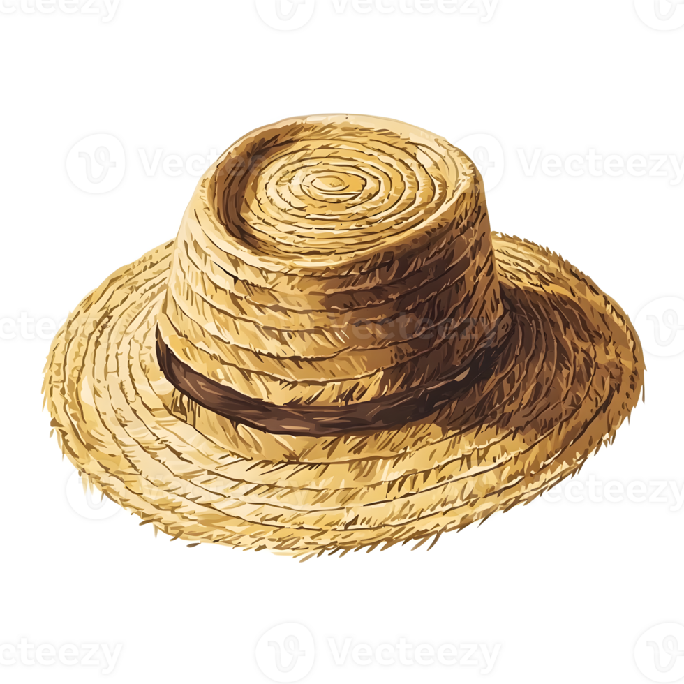 Stylish Straw Sun Hat for Summer Vacation and Beach Wear png