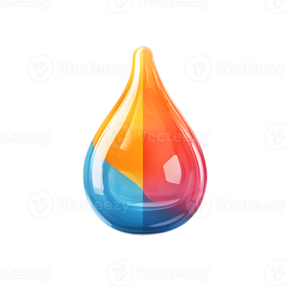 Vibrant 3D Oil Spill Drop Icon with Flowing Gradient and Luminous Transparency png